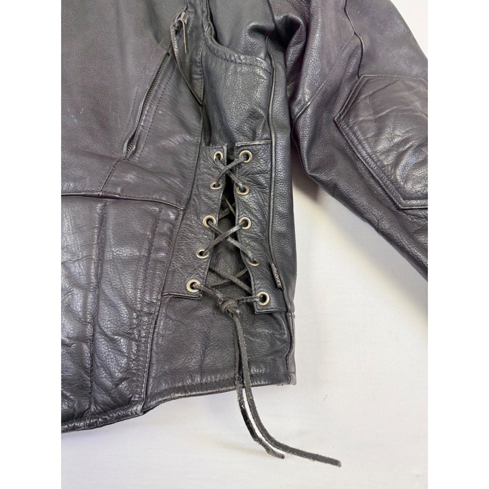 Leather King Black Hills Mens Black Leather Motorcycle Jacket Thinsulate Size 44 - Picture 13 of 15